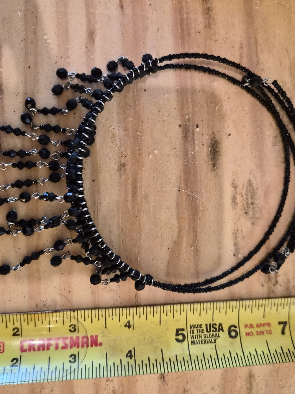 Black Beaded Fringe Hoop Earrings - Women Jewelry
